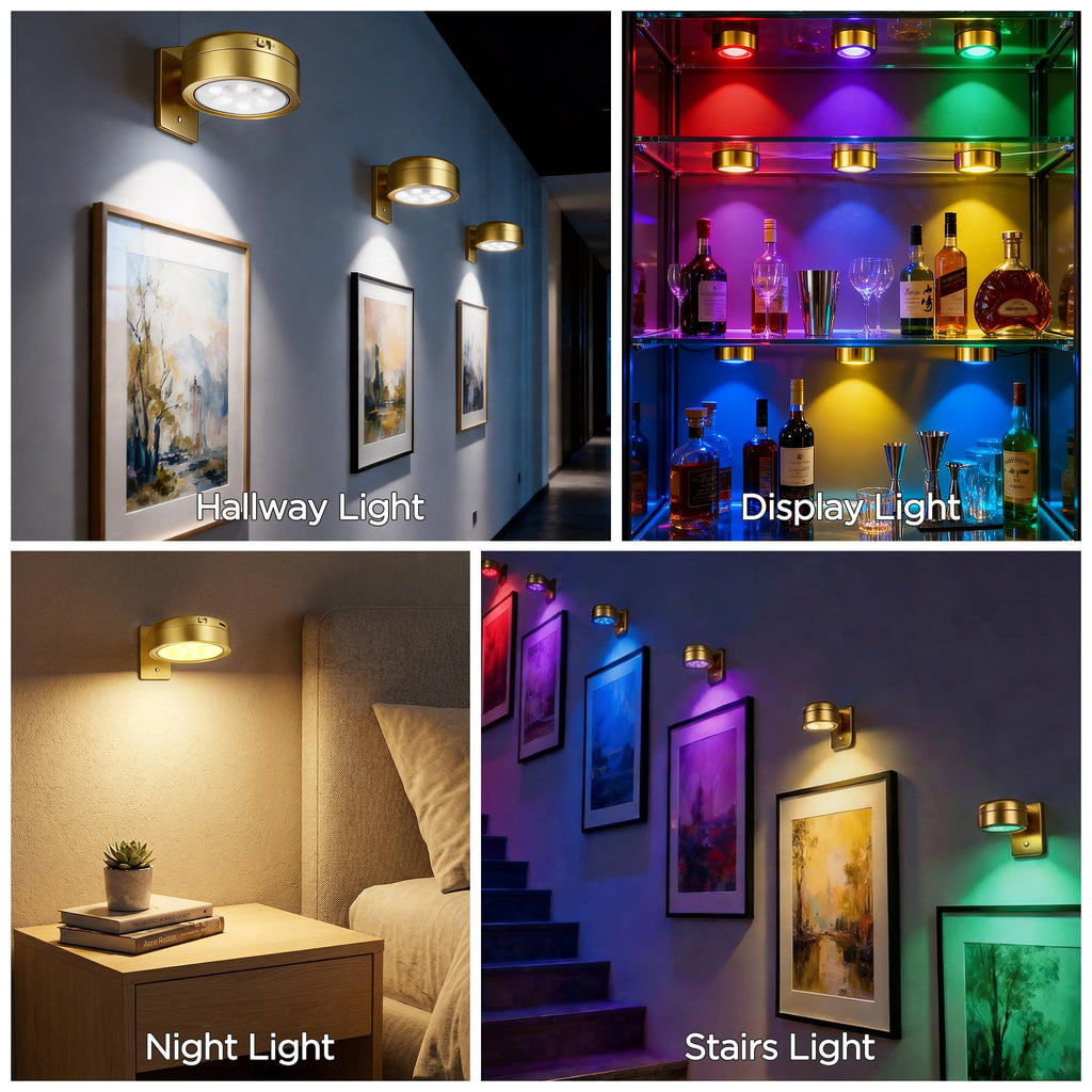 Picture Lights for Wall, Rechargeable Cordless Poster Lights, Gold