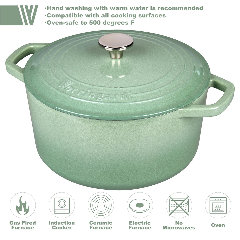 Enameled Cast Iron Dutch Oven Pot with Lid, for Bread Baking, Round Bread Oven- include Sourdough Bread Baking