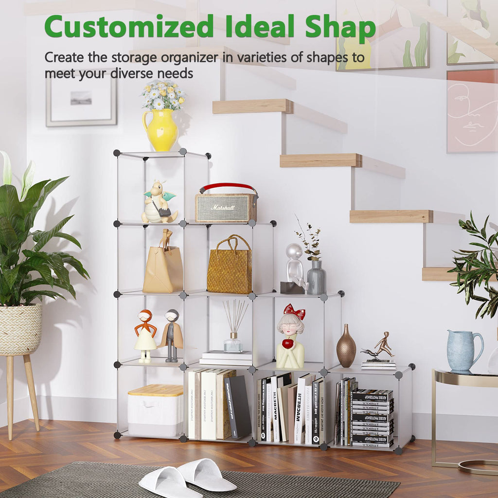 Cube Storage Organizer, 12-Cube Shelf Units, Closet Cabinet White