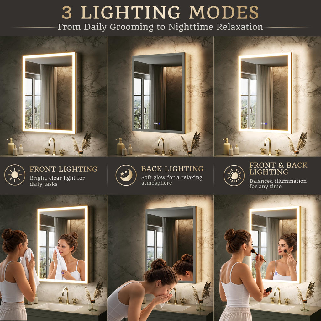 24x32 Lighted Medicine Cabinet, Separate Front & Back Lights