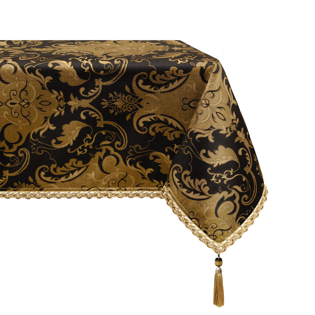 Luxury Rectangle Fabric Tablecloth 60x104 Inch, Black