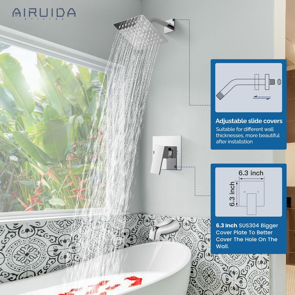 6 Inch Shower Faucet Set,Bathtub Faucet Kit,Chrome Polish