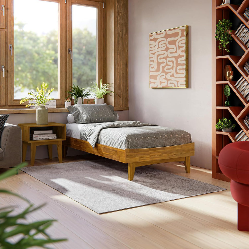 Platform Bed Frame, Modern Bed Frame Without Headboard, Wooden Low Profile Bed Frame, Acacia Wood