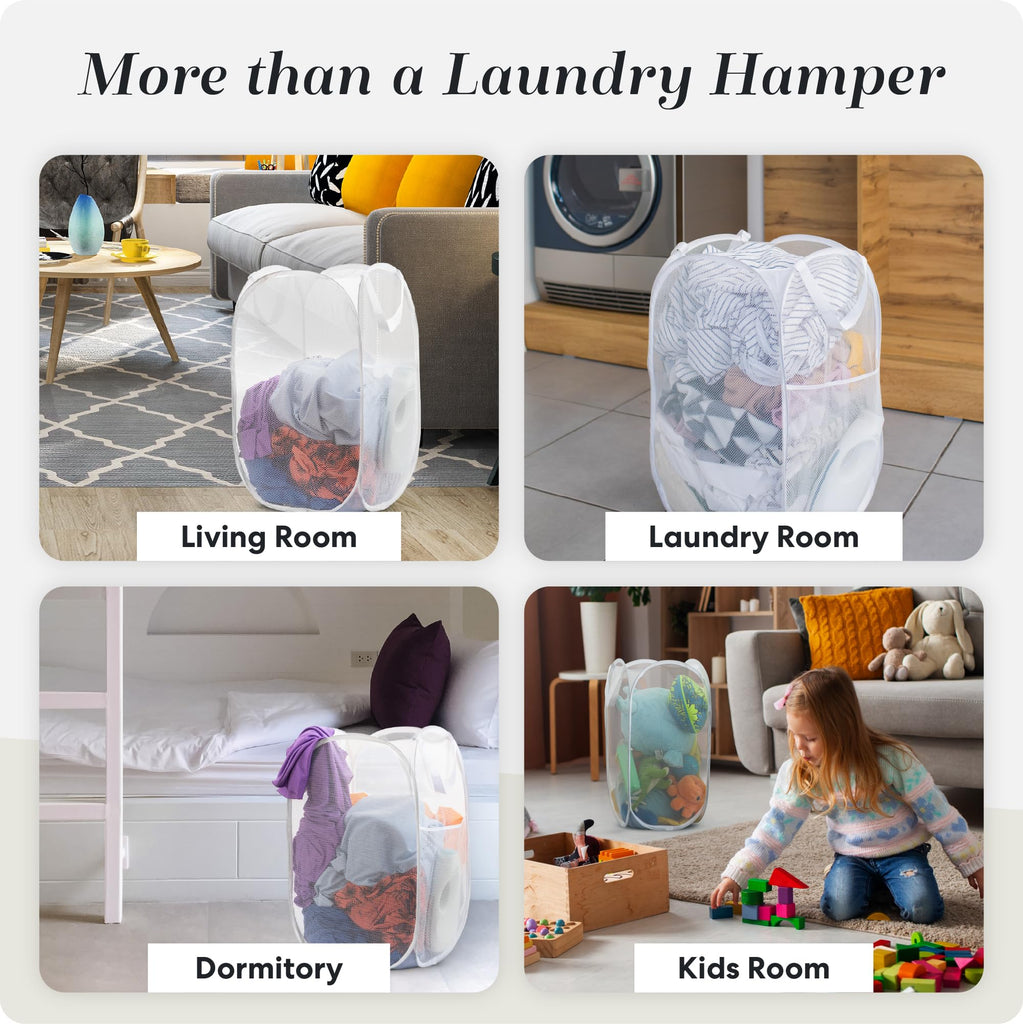 Mesh Pop Up Laundry Hamper Foldable Basket 2-Pack