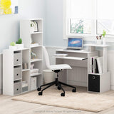 LUDER Book Shelf, 5-Cube Bookshelf, Reversible Bookcase, 9.4 x 19.5 x 31.5, Easy Assembly, White