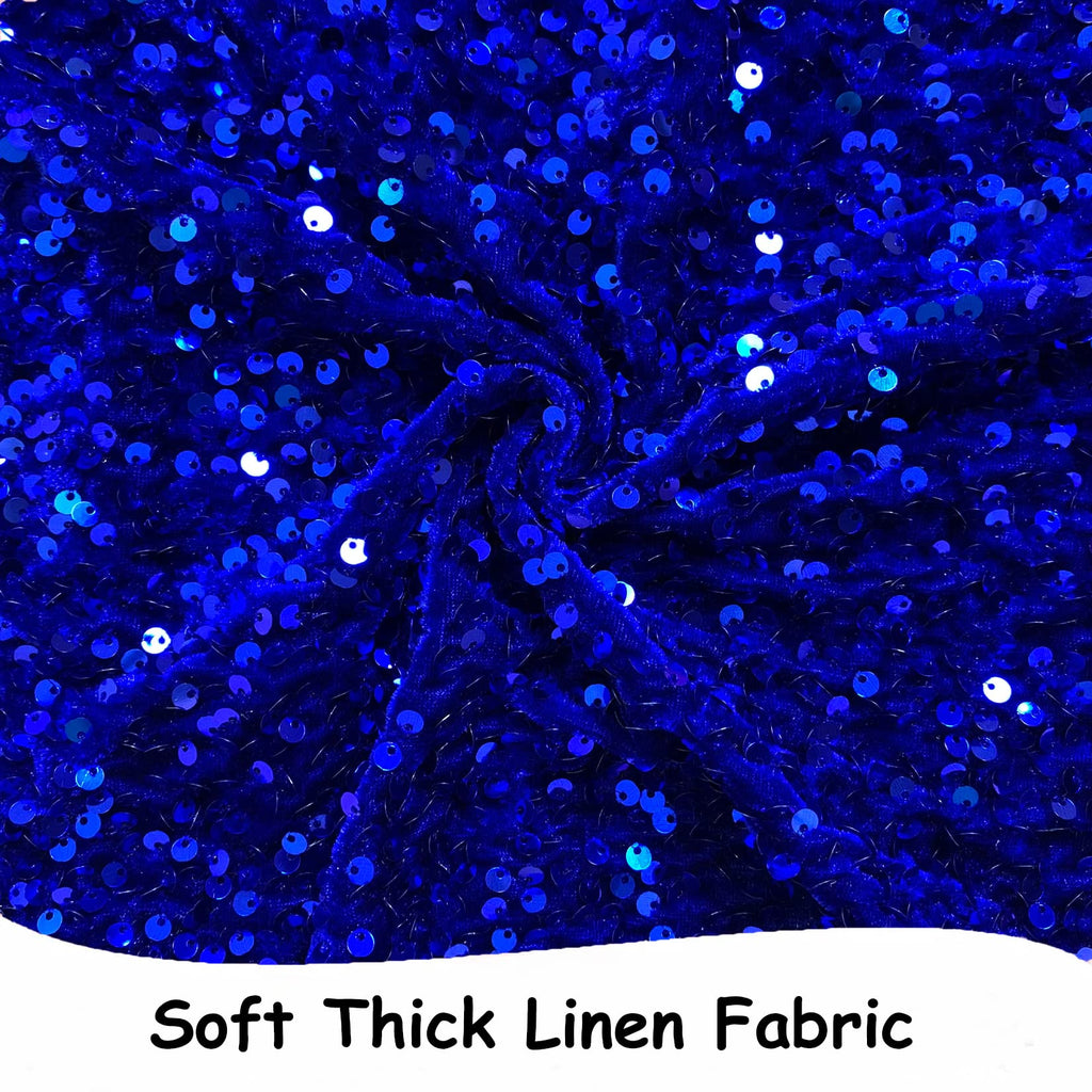 5 Yards Sequin Fabric by The Yard Royal Blue Velvet Fabric for Prom Dress Glitter Linen Fabric for Craft Cloths