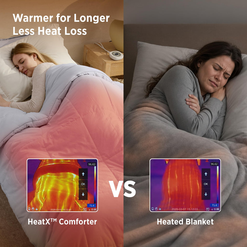 HeatX Heated Blanket, Thick Heated Comforter Duvet Insert