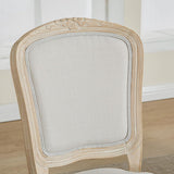 French Dining Chairs Set of 2, Upholstered Linen Dining Chairs with High Back and Curved Legs, Armless Side Chairs for Dining Room or Restaurant, Beige