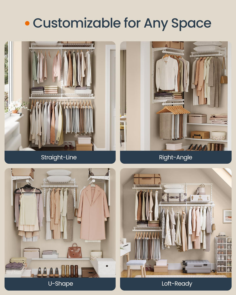 Closet System, Closet Insert Organizer, 3-6 ft Closet Shelves