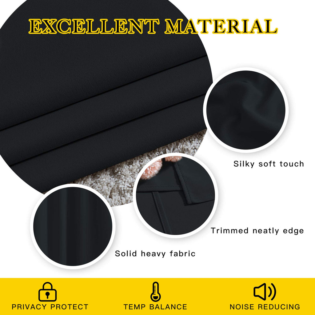 Black Out Curtain Panels - Home Decoration Thermal Insulated Solid Grommet Blackout Curtains/Drapes for Hall/Sliding