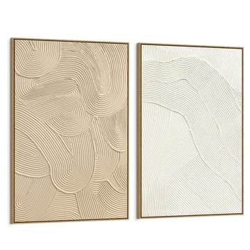 Neutral Abstract Hand Painted Wall Art, Textured, 24"x36"x2
