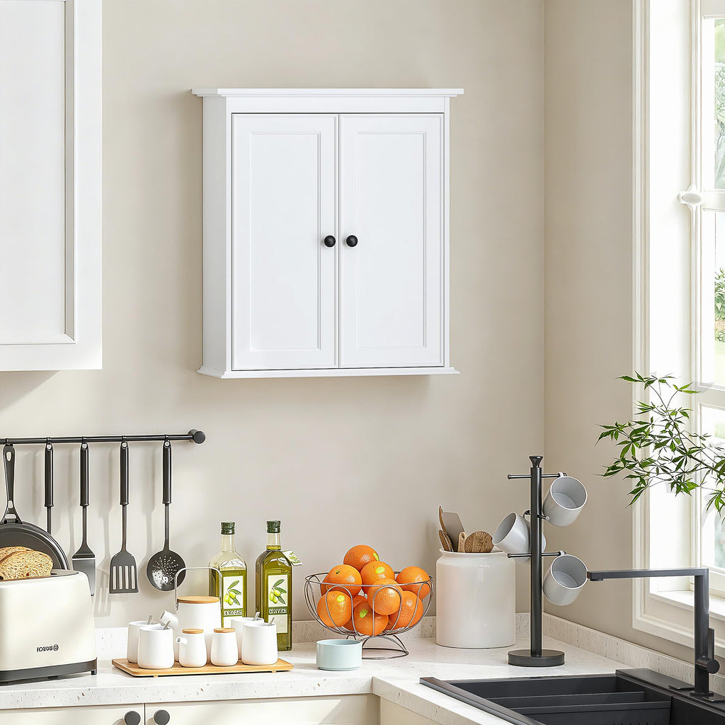 Bathroom Wall Cabinet, White Medicine Cabinet with 2 Doors