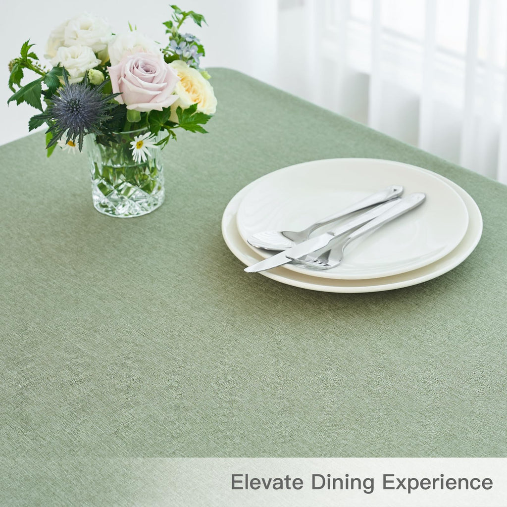 Linen Texture Tablecloth Water Resistant Antiwrinkle Spillproof Wipeable Washable Soft Fabric Table Cloth, Buffet