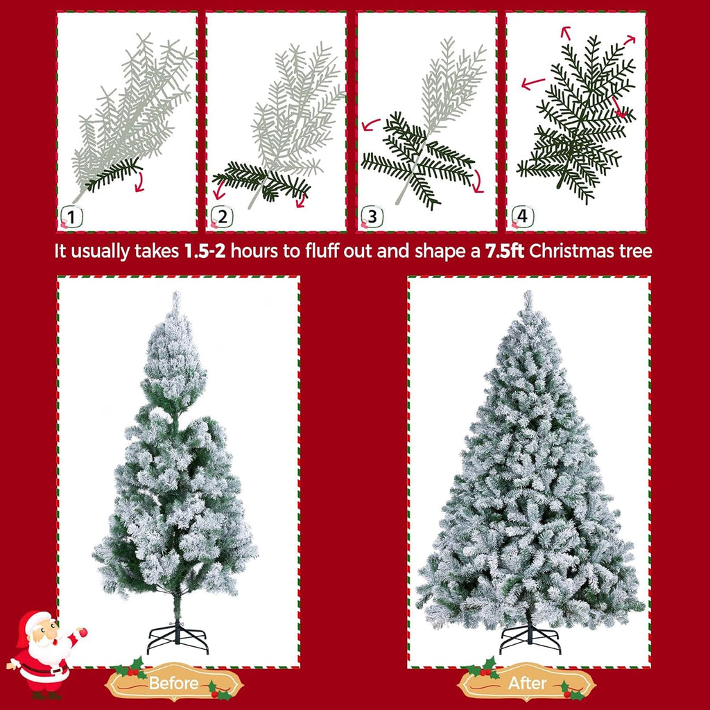 Pre-Lit Snow Flocked Artificial Christmas Tree, 550 Lights