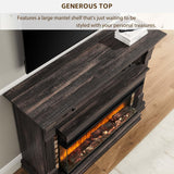 52 Inch Electric Fireplace with Mantel, Fireplace TV Stand with 36 Inch 3-Sided Glass Electric Fireplace Heater, Dark Rustic Oak