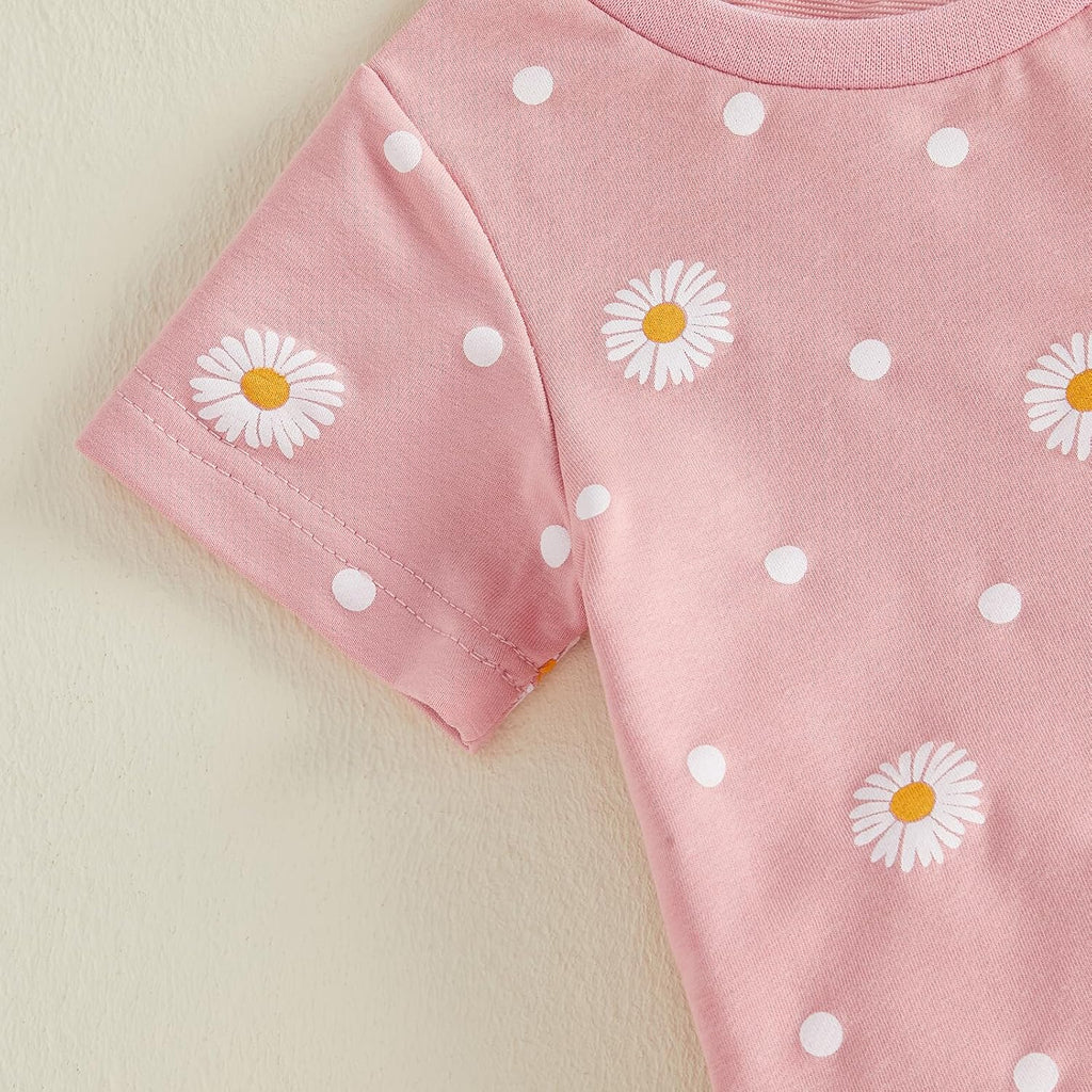 Baby Girl Summer Clothes Short Sleeve Shirt Elastic Waist Shorts Newborn Infant Outfits Cute Daisy Outfit