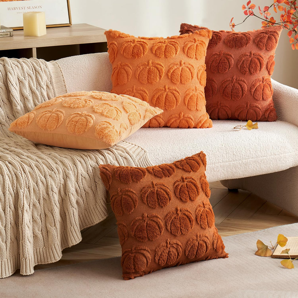 Fall Pillow Covers Pumpkin Fall Decor 18x18 Rust