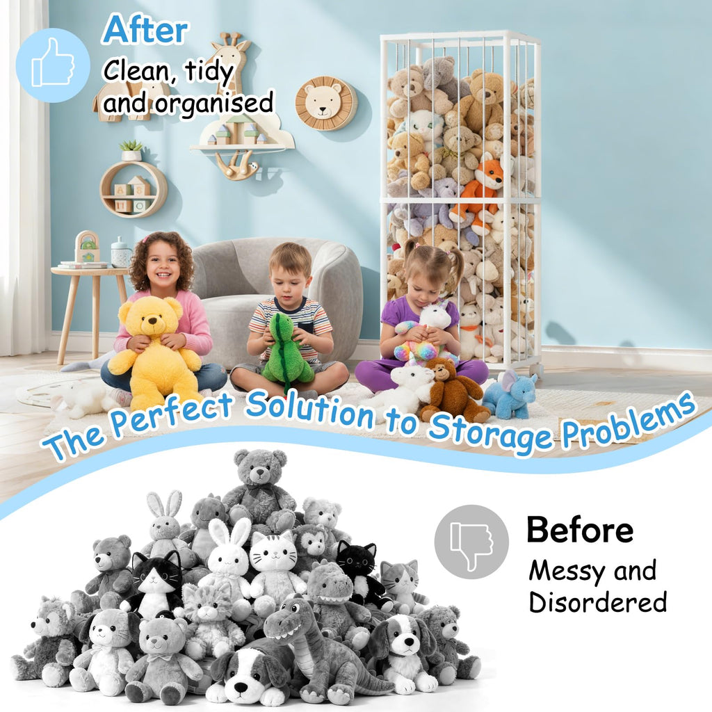 Stuffed Animal Storage Zoo Metal Toy Organizer 61x17x12.6in with Wheels