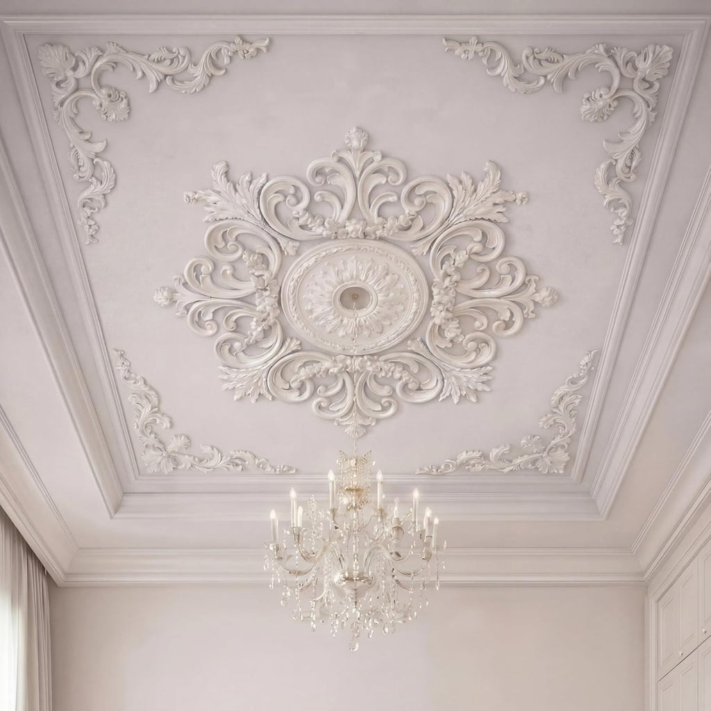 9 Pcs 2.36'' ID Ceiling Molding Set Large 28 Inch PU Ceiling Medallion Combination Decorative with 4