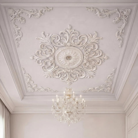 9 Pcs 2.36'' ID Ceiling Molding Set Large 28 Inch PU Ceiling Medallion Combination Decorative with 4
