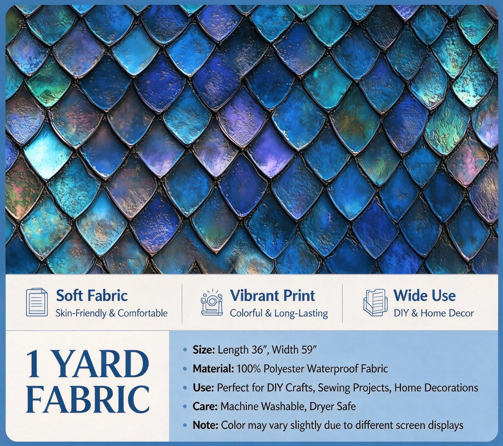 Fish Scale Fabric by The Yard Dragon Mysterious Mermaid Girls Women Sewing Fabric Crafts Dreamy Ocean Style Abstract