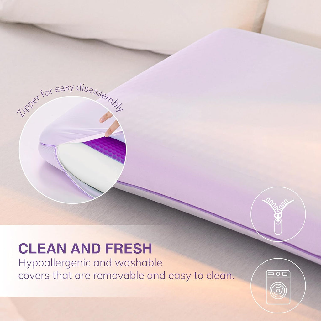 Cooling Gel Memory Foam Pillow, Reversible Design, Neck Support | For Side, Back & Stomach Sleepers, Removable