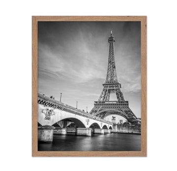 Eiffel Tower Poster - Jena Bridge Print - Paris France Photography Design - Black & White Design - City Print