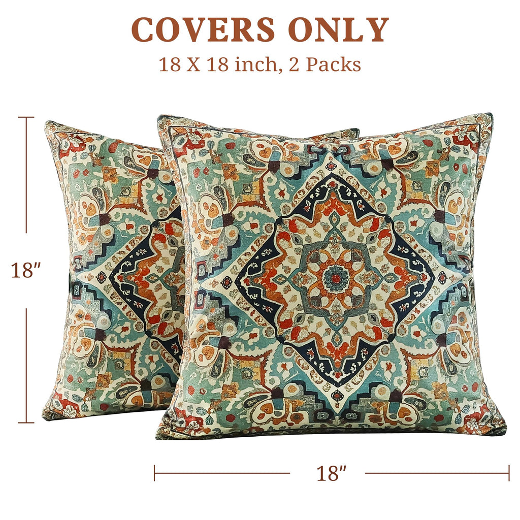 Boho Soft Velvet Throw Pillow Covers 18x18 in Vintage Moroccan