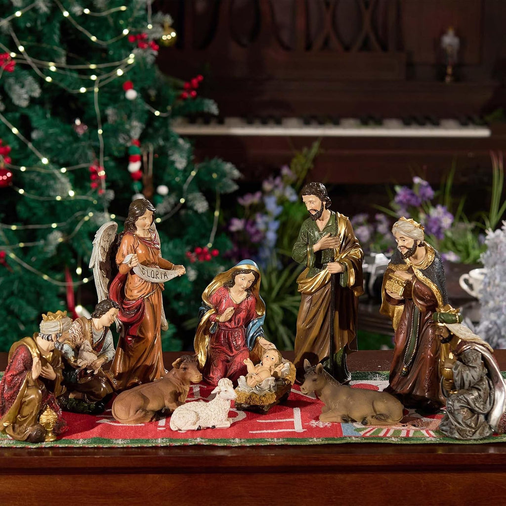 Nativity Set Christmas Scene Set Figurines Statue 8.25 Inch 11 Pcs