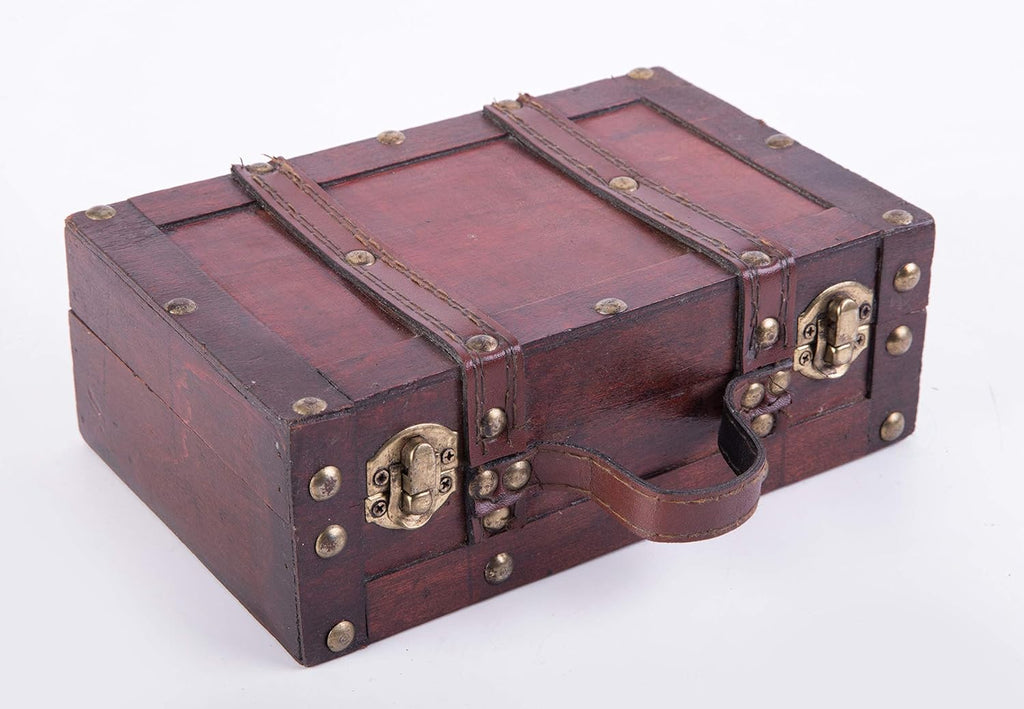 (TM Old-Fashioned Small Suitcase/Decorative Box with Straps