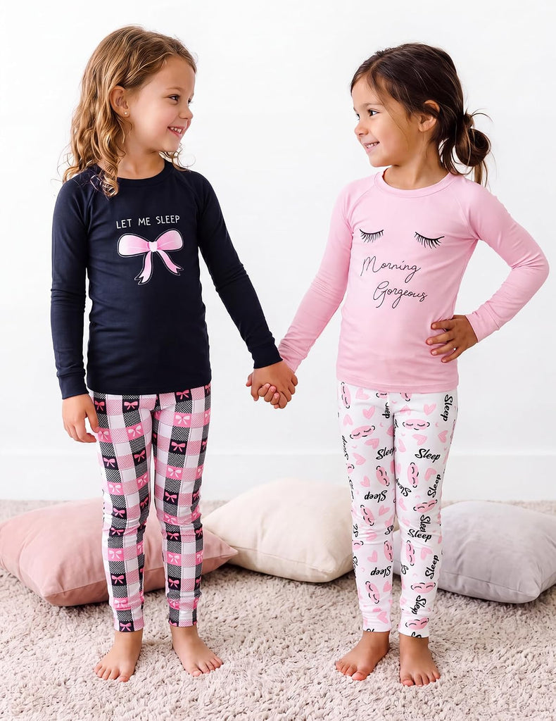 Girls Pajamas Long Sleeve Snug Fit Pjs Set Kids Cute Sleepwear