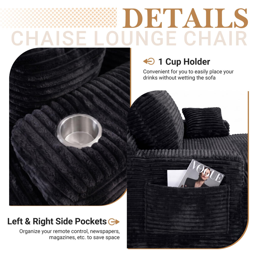 Oversized Boneless Chair, Chaise Lounge Chair Indoor, Black