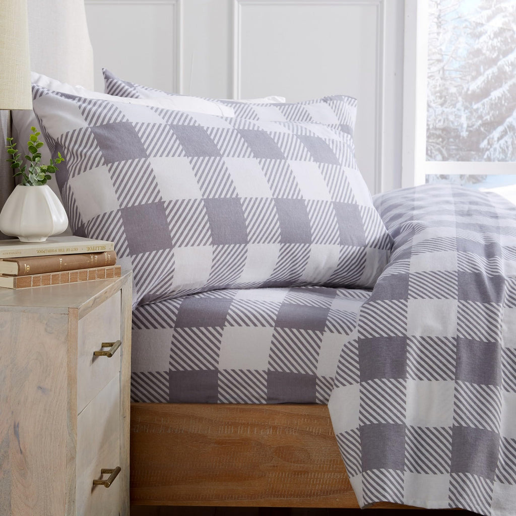 100% Turkish Cotton Flannel Sheet Set | 4 Piece Deep Pocket Novelty Cozy Winter Bed Sheets | Double Brushed for Extra