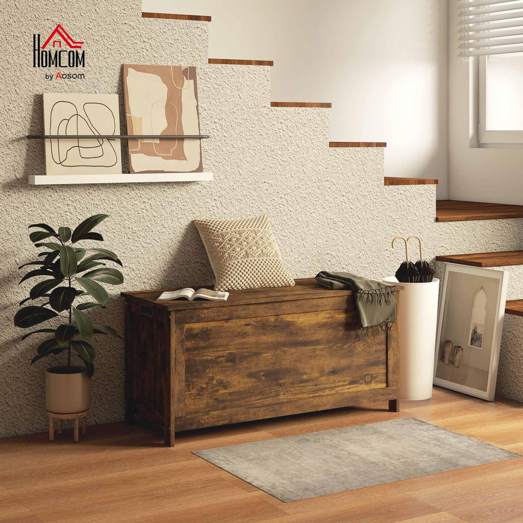 Storage Bench Cut-Out Handles 39.4" x 15.7" x 18.9" Rustic Brown