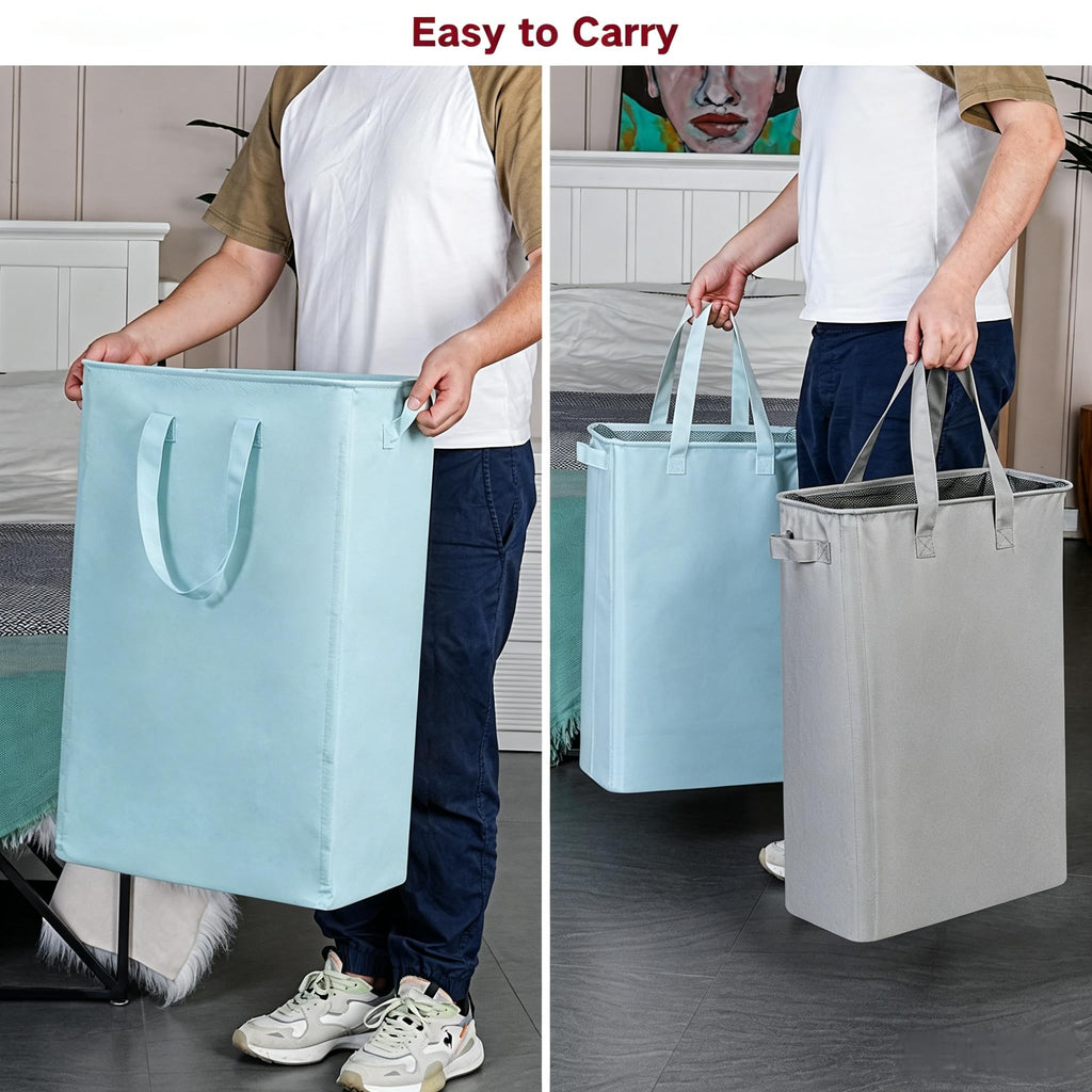 Slim Laundry Basket, Narrow Laundry Hamper with Handles, Collapsible Dirty Clothes Hamper, Tall Laundry Bin for