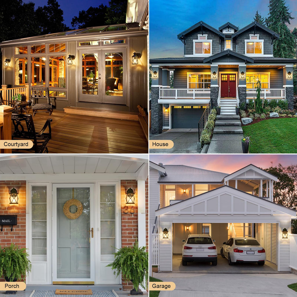 Dusk to Dawn Motion Sensor Outdoor Porch Light with GFCI Outlet, 3 Lighting Modes Anti-Rust Waterproof Industrial