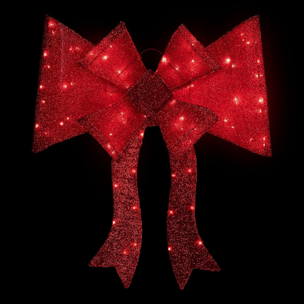 LED Lighted Christmas Doorway Arch Decoration with Bow, 8', Red