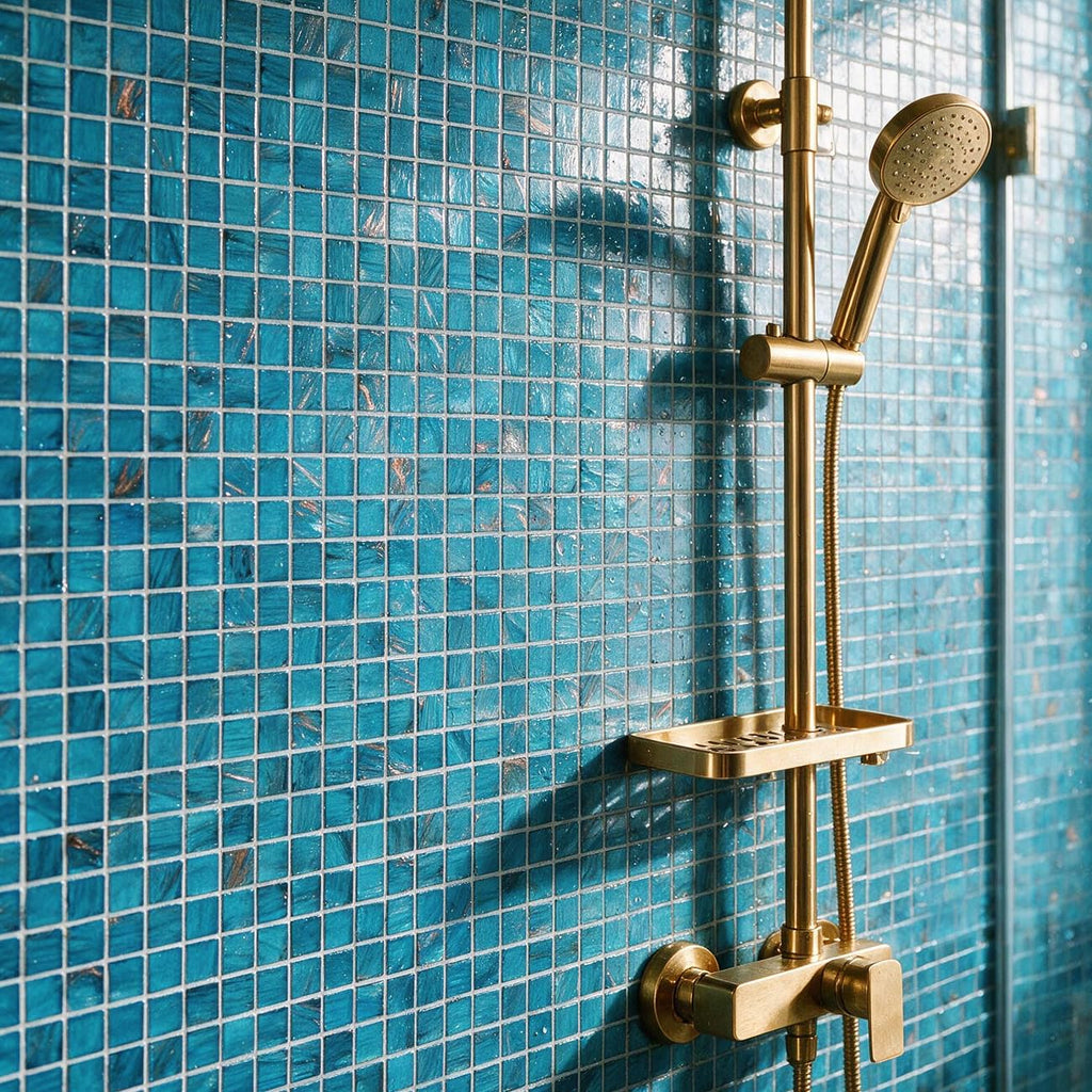 11.5 sq.ft Azure Blue Glass Mosaic Tile , Pool, Backsplash