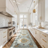 Area Rugs Washable Non-Slip, Floral Vintage Distress Print Pattern Medallion Carpet for Living Room Bedroom