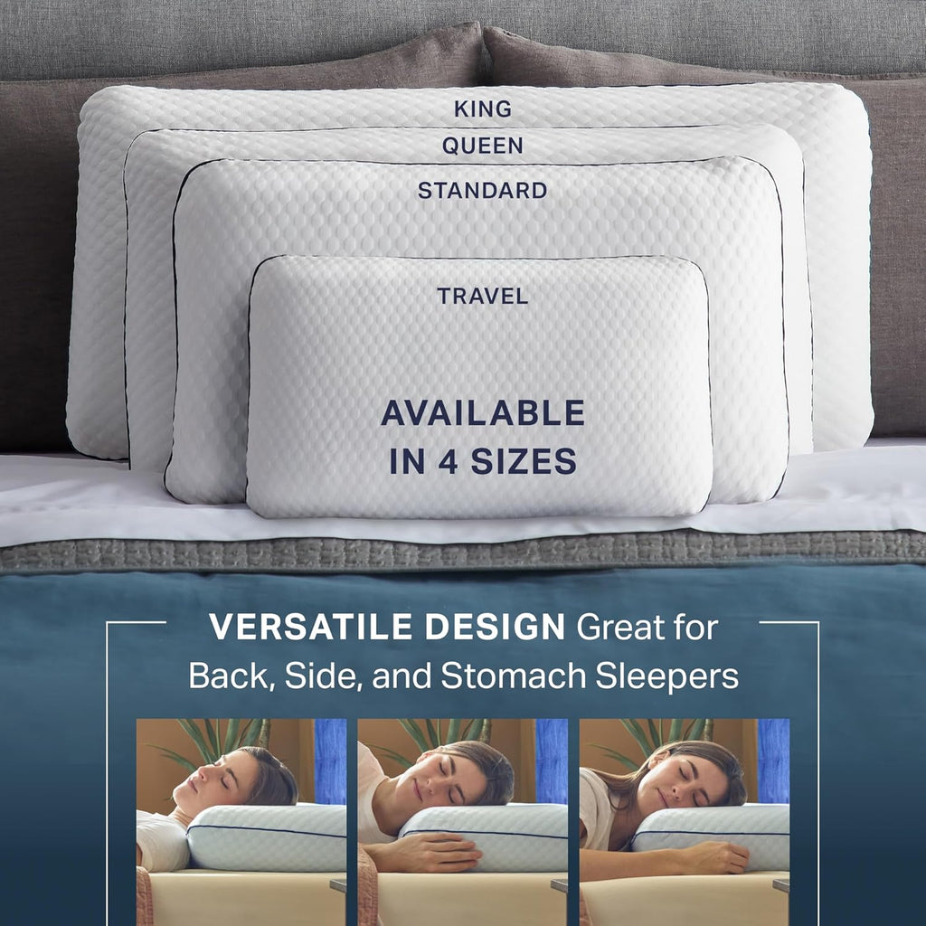 Cooling Gel Memory Foam Pillow for Sleeping - Queen Size, Ventilated Cooling Pillow for Side & Back Sleepers, Neck &