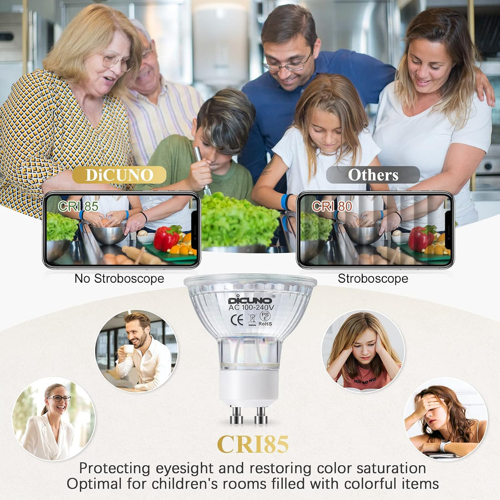GU10 LED Bulbs 60W Equivalent, Daylight White 5000K, 700LM, 6-Pack