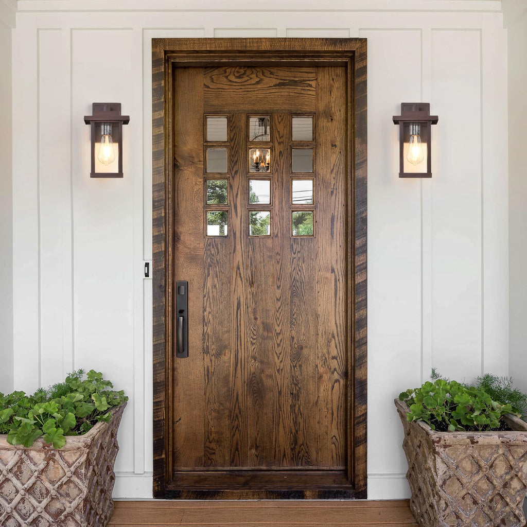 Exterior Light Fixtures 2 Pack Modern Outdoor Wall Lanterns Bronze
