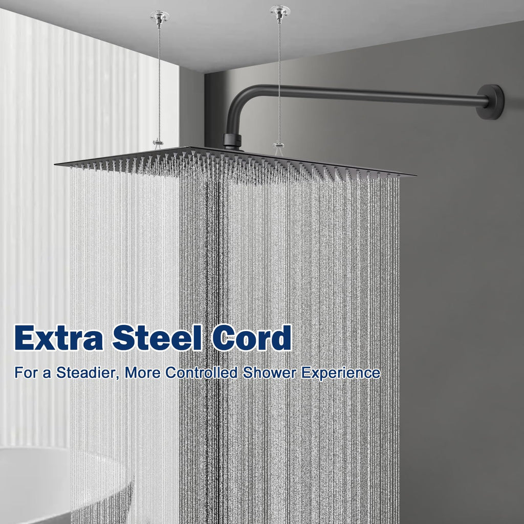 Rain Shower Head, High Flow Stainless Steel Square Rainfall Shower, Waterfall Bath Shower Body Covering, Ceiling or