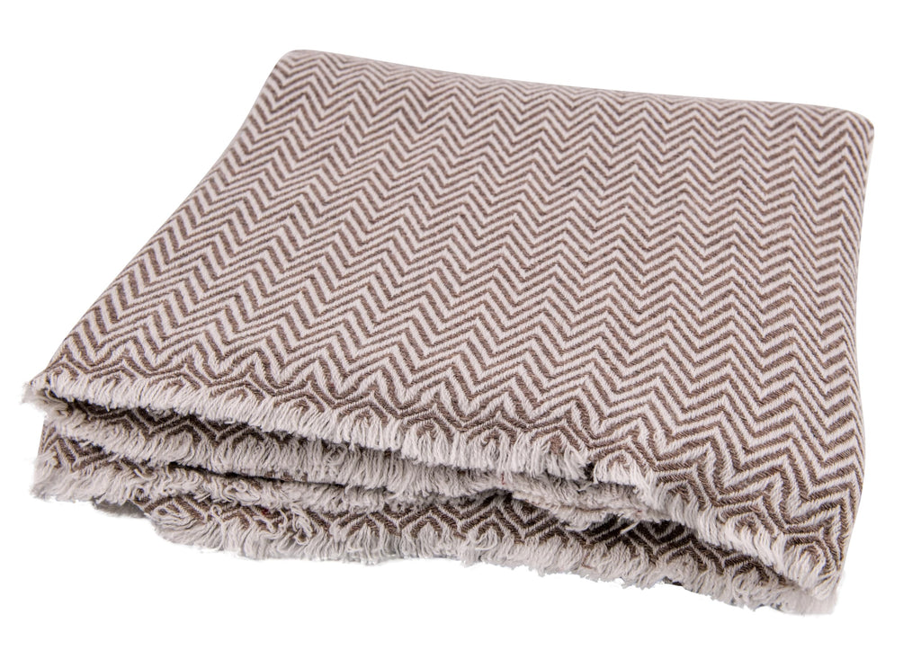 Cashmere Blanket - Hand Woven 100% Pure Wool Throw Blanket, 135 x 270 cm - Herringbone Pattern Cozy, and Soft Blanket