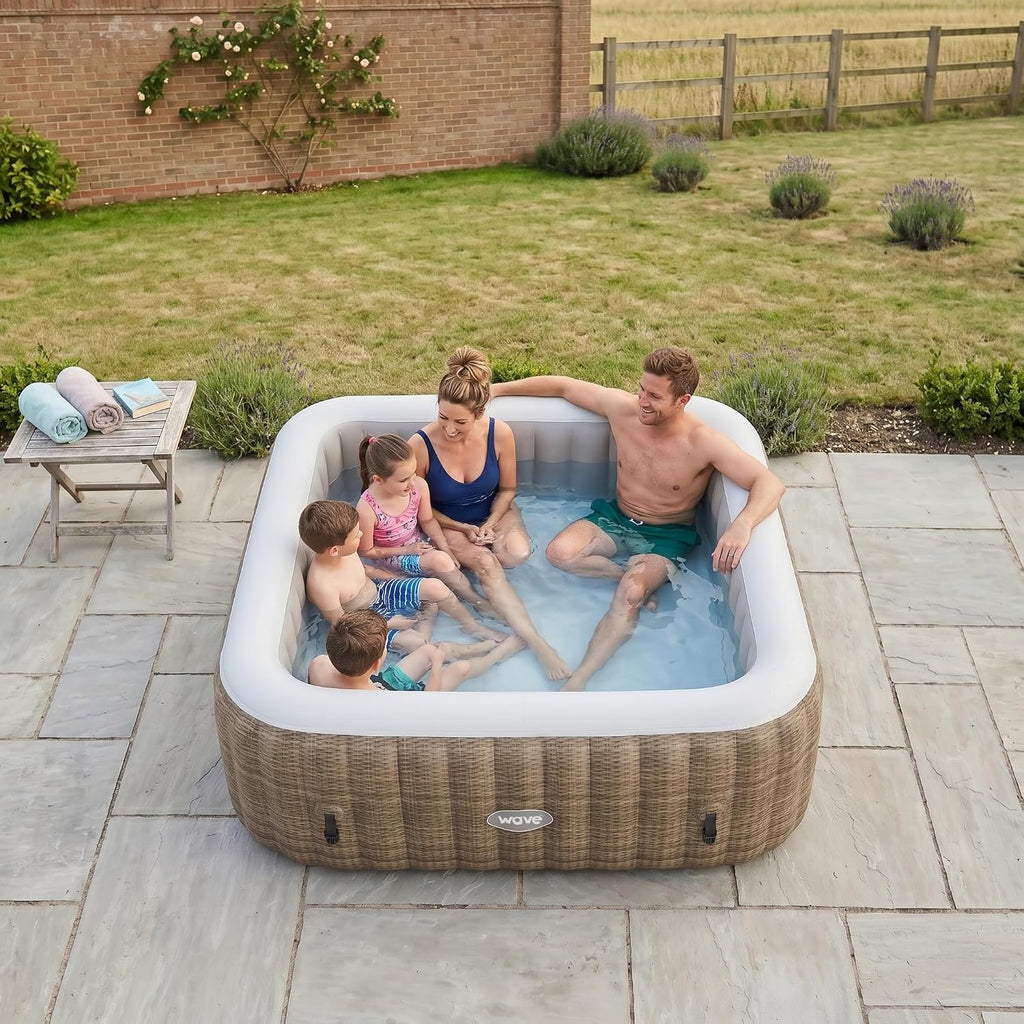 Pacific Inflatable Hot Tub | Square Outdoor Spa | Integrated Eco Heater | 110-130 AquaBubbleTM Massage System |
