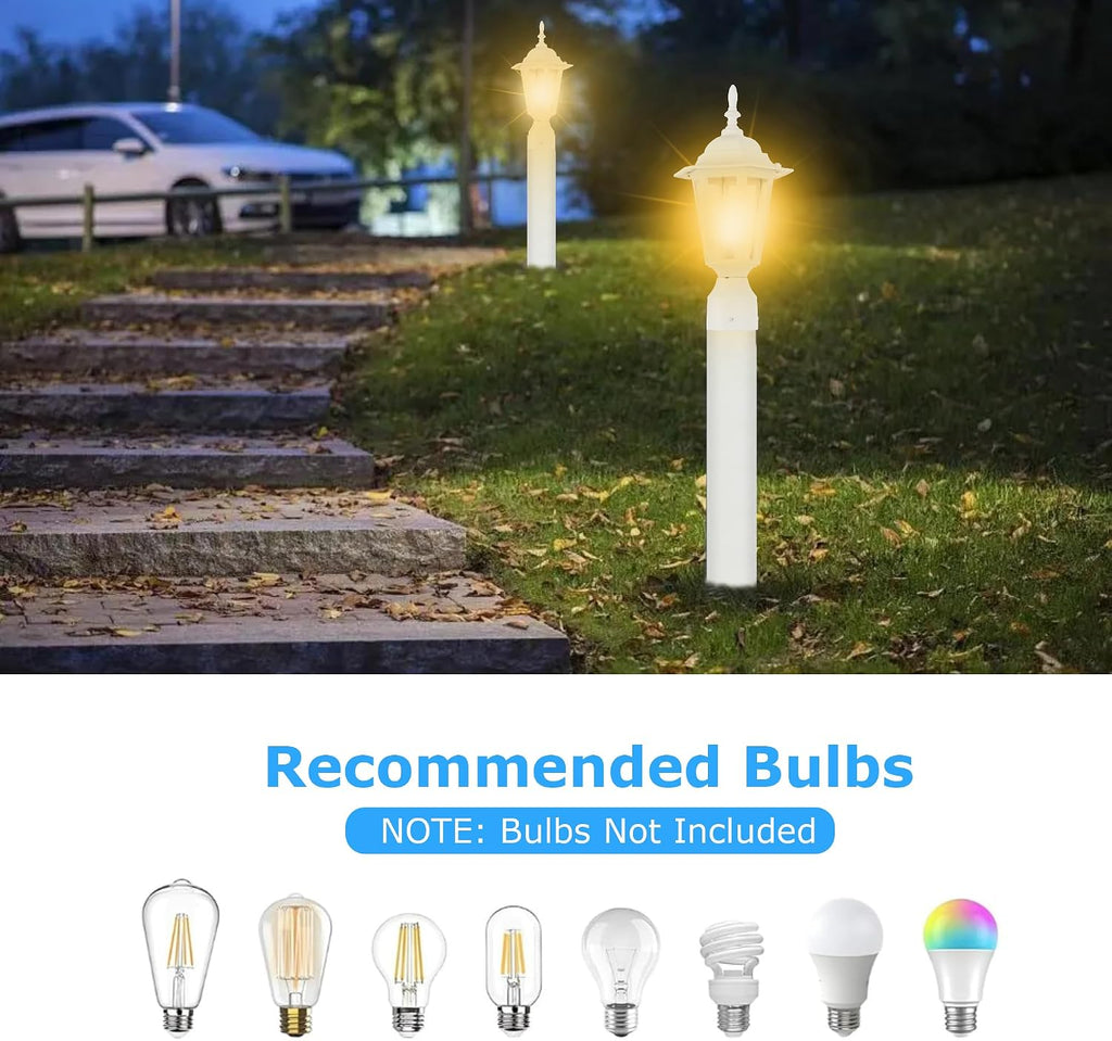 16 Inch Outdoor Lamp Post Light Fixture, Exterior Pole Lantern with Clear Glass
