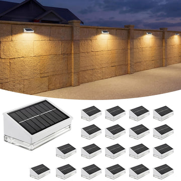 Solar Fence Lights 20 Pack, Outdoor Solar Lights with 3 Color Temperatures, IP65 Waterproof Wide-Angle LED Lighting