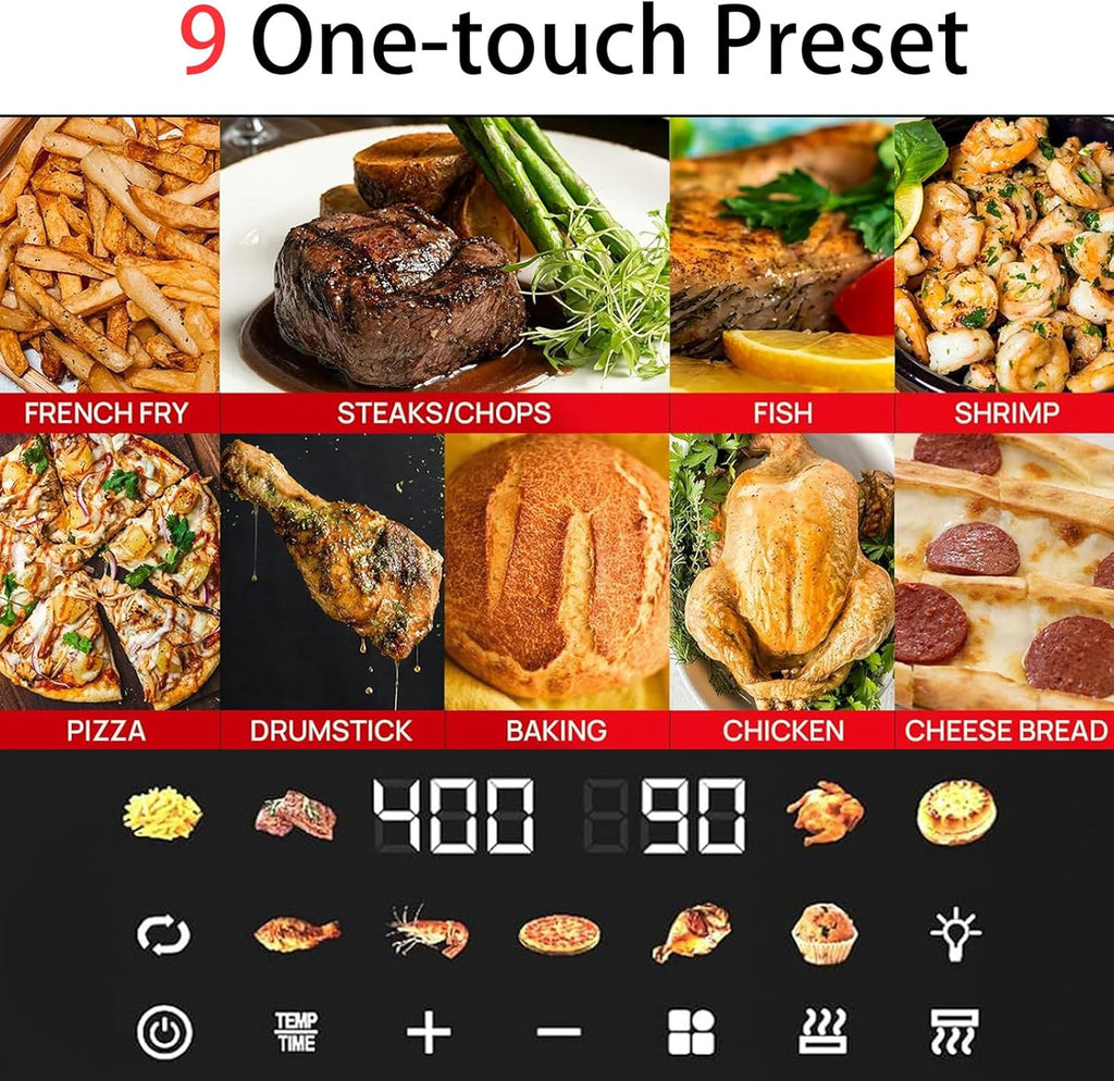 16 Qt Air Fryer Toaster Oven Combo with Ceramic Coating and Viewing Window, XL 9-In-1 Convection Oven, Top 1700W