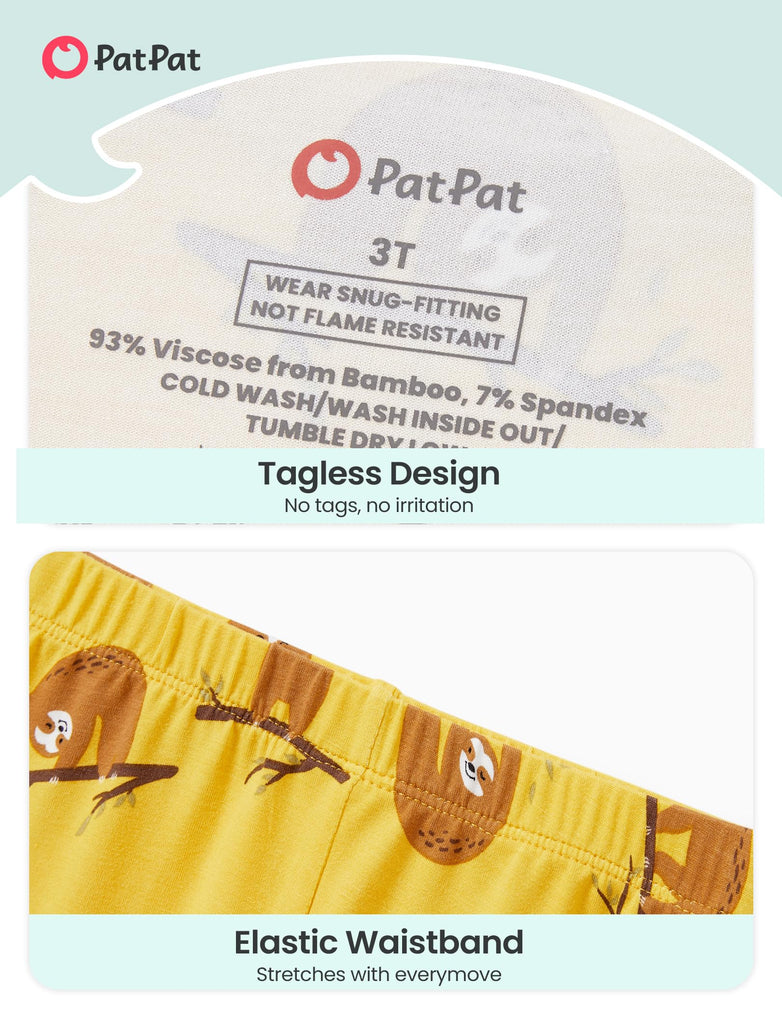Bamboo Viscose Pajama Set for Toddlers with Improved Tensile Strength, Snug Fit Pjs Sleeper for Baby Boys Girls Kids