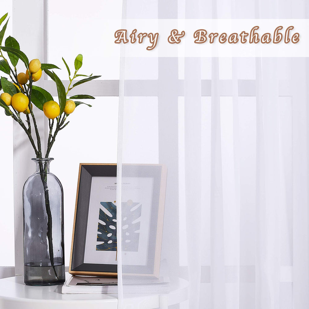 Sheer Curtains Door - Ring Top Voile Textured Soft Lightweight Curtains and Drapes Elegant /Kitchen/Living Room Home